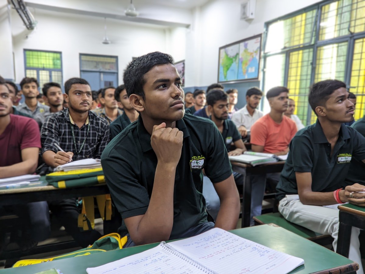 Indian students learning in classroom